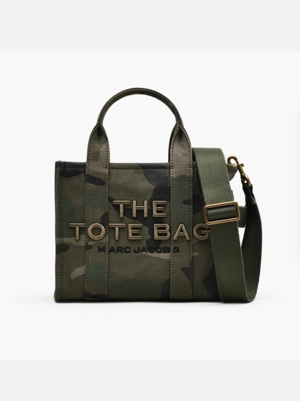 Marc Jacobs Small Camouflage Canvas Tote in Olive and Black